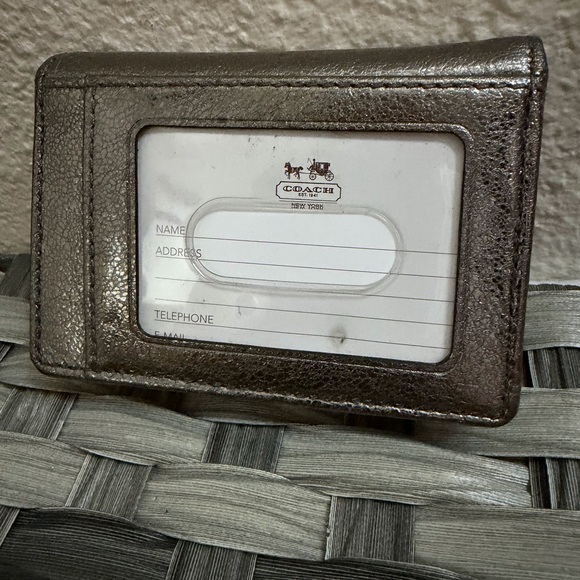 Coach Metallic Leather Bifold Wallet ID Window Bronze Gunmetal - Picture 6 of 16